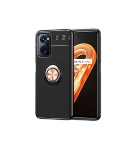 Oppo A76 Uyumlu Kılıf Zore Ravel Silikon Kapak (Siyah-Rose Gold)