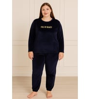 Kadın Büyük Beden 13212 Kadife Pijama Takımı
