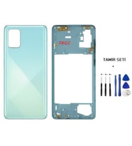 Samsung Galaxy A71 - SM-A715F FULL Kasa Arka Kapak Takım MAVİ - TAMİR SETİ