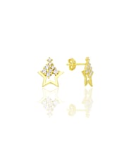 Gümüş altın yaldızlı zirkon taşlı ışıltılı yıldız küpe SGTL12712GOLD