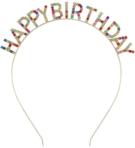 Renkli Kristal Taşlı Lüks Happy Birthday Taçı