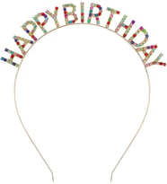 Renkli Kristal Taşlı Lüks Happy Birthday Taçı