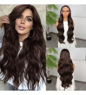 Koyu Kumral Fiber Sentetik Tül Peruk