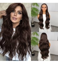 Koyu Kumral Fiber Sentetik Tül Peruk