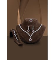 Kadın Gümüş Set - Arissa Su Yolu Set - Kolye, Bileklik, Küpe, Yüzük (Beyaz)