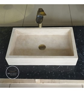 Traverten Köşeli Klasik Lavabo