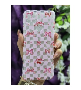 Oppo A15S / Oppo A15 Uyumlu Fiyonk ve Kiraz Desenli Şeffaf Telefon Kılıfı