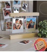 Kişiye Özel Kendin Tasarla Polaroid 2 Fotoğraflı Tasarım Vintage Dekoratif Masaüstü Fotoğraf Çerçevesi