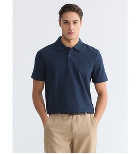 LCWAIKIKI Classic Lacivert Polo Yaka %100 Pamuk Erkek Tişört