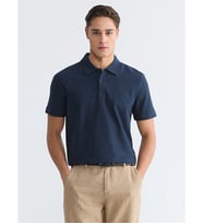 LCWAIKIKI Classic Lacivert Polo Yaka %100 Pamuk Erkek Tişört