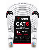 TORN CAT6 Ethernet Kablosu 50 Metre RJ45 LAN İnternet Modem Router Bilgisayar Kablosu
