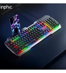Inphic K2 USB Kablolu Oyun Klavyesi 104-Key Sessiz Oyun Klavyesi Bilgisayar Laptop - Stand (Siyah)