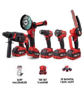 Beşli set MW350R (10mm Ç.Mandren+S.Sıkma+Ş.Spral+Ş.Matkap+Budama)