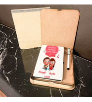 Sevgiliye Hediye Ahşap Kutulu Defter Kalem Set 017