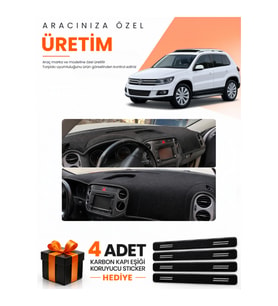 VOLKSWAGEN TİGUAN (2007-2015) Uyumlu Torpido Koruma Örtüsü Oto Kılıfı - Siyah
