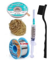 Havya Ucu Temizleme Teli Flux,lehim Emme Tel 3,5mm ve Lehim Teli Soldering 63SN/37PB Flux %1-3 40GR 0,5mm ST06