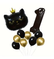 SİYAH KEDİ YAŞ BALONLU BALON SET
