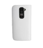 G2 Mini ile Uyumlu Yan Model Kartlıklı Deri Kılıf Beyaz Renk