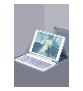 Apple iPad 10.2 (9.nesil) Kılıf KC01 Smart Klavyeli Tablet Kılıfı - Lacivert