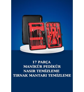 17 Parça Manikür Seti Taşınabilir Özel Çantalı El ve Ayak Bakımı Tırnak Batığı Temizleme