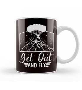 Get Out Fly Paragliding Paraglider Skydiving Parachuting Kupa Bardak Porselen