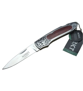 CRKT CR 0128 RD Kamp Çakı 18 cm - Metal Desenli Sap, Kılıflı, Kutulu