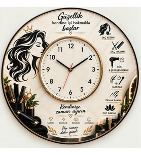 Twistify Kuaför & Güzellik Salonlarına Özel Tasarım 40x40 Dekoratif Duvar Saati