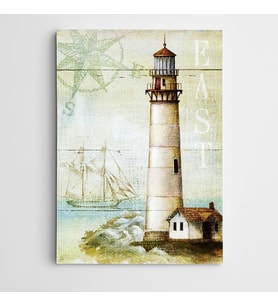 Deniz Feneri Vintage Kanvas Tablo