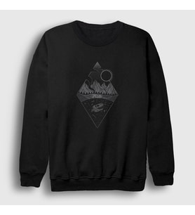 Presmono Unisex Siyah Earth Camper Kamp Sweatshirt 371211tt