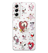 Samsung Galaxy S21 FE Uyumlu Snoopy ve Kalp Tasarımlı Şeffaf Telefon Kılıfı