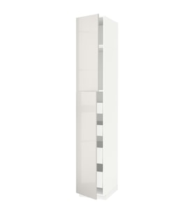 Mutfak boy dolabı, RINGHULT açık gri, 40x60x240 cm, 2 kapaklı ve 4 çekmeceli