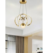 Helix Modern Led Avize - 3 Renk Işıklı Salon, Mutfak, Uyumlu Led Avize (Gold)