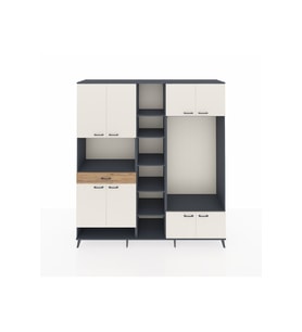 Hyperion Dolap 12 Raflı Tek Çekmeceli 8 Kapaklı 220x44x243 Antrasit-Aytaşı/Çam