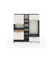 Hyperion Dolap 12 Raflı Tek Çekmeceli 8 Kapaklı 220x44x243 Antrasit-Aytaşı/Çam