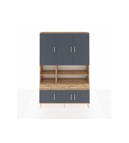 Arges Dolap 8 Raflı 2 Çekmeceli 6 Kapaklı 132x30x195 Çam-Antrasit/Çam