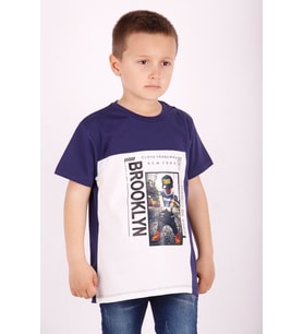 Toontoy Erkek Çocuk Brooklyn Baskılı Garnili Tişört (Lacivert)