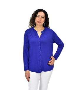 Kadın Uzun Kol Düğmeli Bluz BGL-ST04680 (Saks)