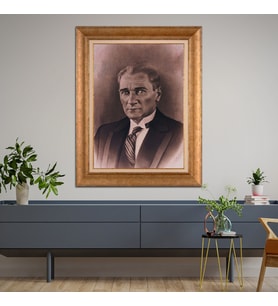 Altın Varaklı Paspartulu Çerçeveli Tablo rv1077