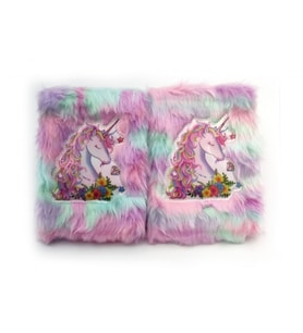 Çiçekli Unicorn Tasarımlı Peluş Hatıra Defteri (Karışık)