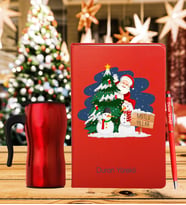 Yılbaşı İçin Kişiye Tasarım Özel Defter Kalem & Termos Mug Hediye Seti