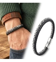 Moncuk Design Kral Model Çelik Zincirli Çoklu Deri Erkek Bileklik – Çelik Kilitli 33514B16D2
