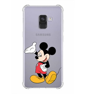 Samsung Galaxy A8 2018 Uyumlu Köşe Korumalı Antişok Kapak Mickey Mouse Tasarımlı Şeffaf Kılıf
