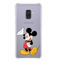 Samsung Galaxy A8 2018 Uyumlu Köşe Korumalı Antişok Kapak Mickey Mouse Tasarımlı Şeffaf Kılıf