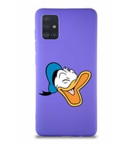Samsung Galaxy M31S Soft Premier Kapak Donald Duck-E Tasarımlı Silikon Kılıf - Mor (Şeffaf)