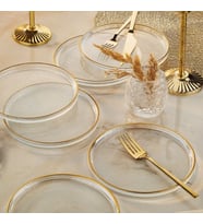 Fecra Loren 6'lı Pasta Tabağı Seti Gold Fileli 16 Cm