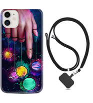 Apple iPhone 11 12 13 Mini Kılıf Boyun Askılı Silikon Finger planet 1740