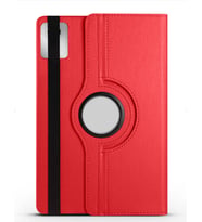 Lenovo M11 TB-330FU Uyumlu Standlı 360° Yatay Dikey Dönebilen Deri Tablet Kılıfı (Kırmızı)