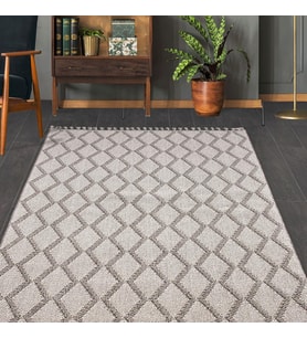 Makine Kaymaz Yıkanabilir Gri Geometrik Triko Salon Halısı Mutfak Halısı Koridor Halısı Yolluk 9963N