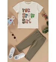 Baskılı Tshirt Tayt Haki Alt Üst Takım