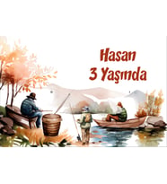 Balıkçılık Temalı Doğum Günü Afişi 50x70 cm